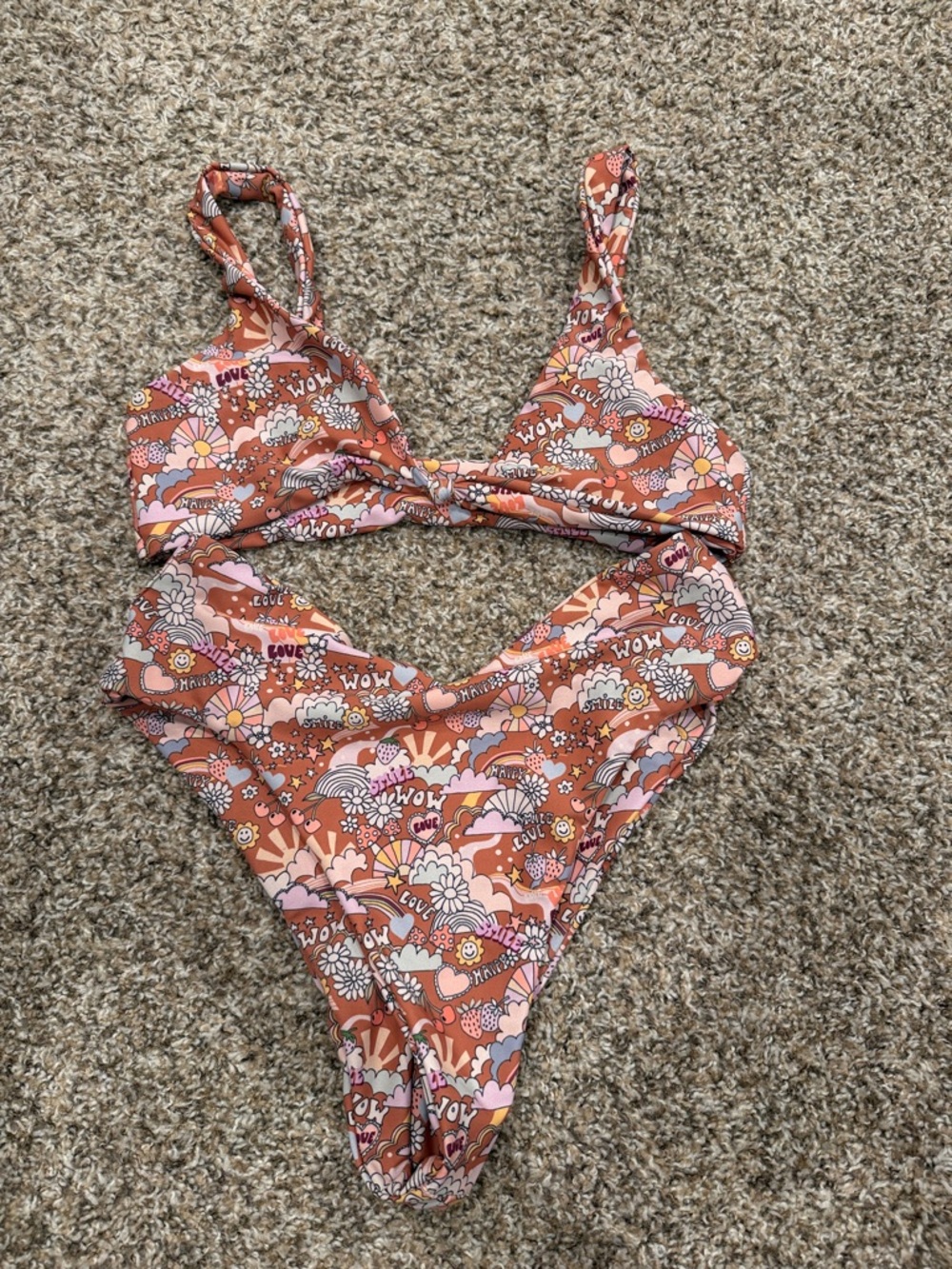 Rust Floral-Print  Bikini